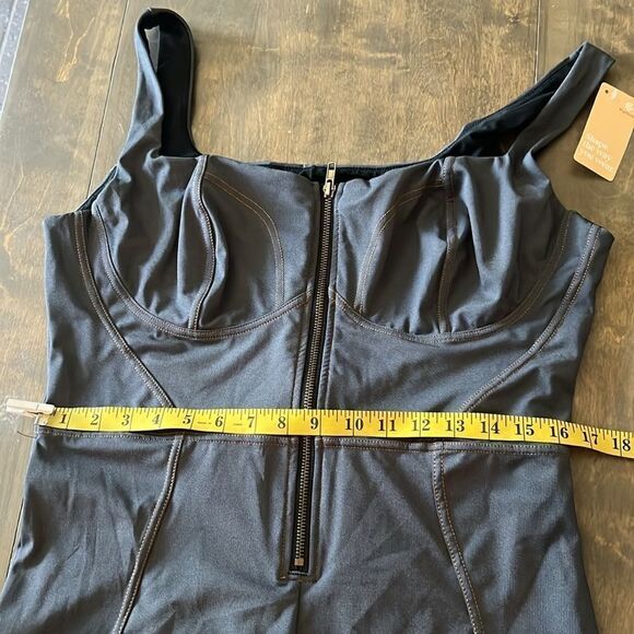 Popilush The Shapewear Jumpsuit Denim Square Neck Tank Top Flare - Picture 13 of 16